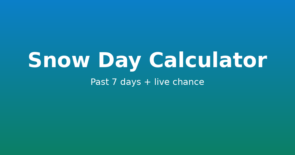 Snow Day Probability/Prediction Calculator